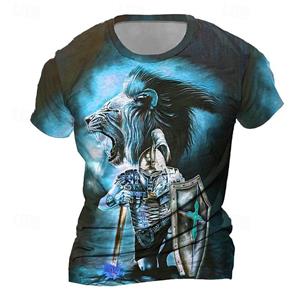 ETST 03 Vintage T-shirt voor heren 3D Knight Print Tops Street Hip Hop O-hals Korte mouw T-shirt Oversized T-shirt Herenkleding 2024 3XL