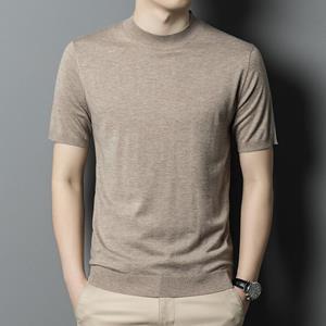 Shanghai Yiran Clothing Nieuwe herfst half coltrui gebreide korte mouwen trui heren zakelijke mode casual half mouw wollen basis shirt herenkleding M