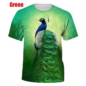 HerSight Kleurrijke pauw 3D-geprinte T-shirts Heren Casual Korte Mouw T-shirt Casual Heren Top S roze