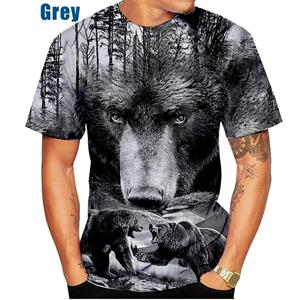 HerSight Bear Hip Hop Series 3D-geprint T-shirt Streetwear Heren Animal Tees Casual Outfit Zomer Korte Mouw T-shirts S grijs
