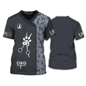 TryTry Pet Groomer Shirt Heren T-shirt Unisex Verzorgingsuniform Tops Zomermode Korte Mouw Werkkleding T-shirts O Hals Oversized Kleding XXXXL
