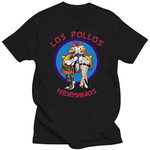 Limindong Nieuw heren T-shirt van hoge kwaliteit Breaking Bad LOS POLLOS Chicken Brothers bedrukt casual grappig T-shirt voor heren 4XL zwart