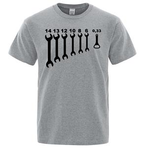 New Young Vintage Schroefsleutel Opener Monteur T-shirts Heren Auto Fix Engineer Katoenen T-shirt Korte Mouw Grappige T-shirts Top Tee Herenkleding S grijs