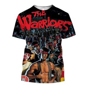 Laoxu De THE WARRIORS Bedrukte T-shirt Voor Heren Mode Casual O-hals Korte Mouw Top Coole T-shirts Harajuku Streetwear Film T-shirts 6XL S wit