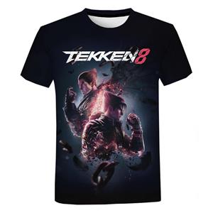 Laoxu Vechtspel Nieuwe Game Tekken 8 3D Geprint T-shirt Voor Heren Kleding Harajuku Streetwear T-shirt Jongen Kind Ronde Hals Korte Mouw Meisjes Top S wit