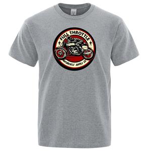 New Young Full Throttle Cafe Racer Rockabilly Biker Bedrukt T-shirt Heren Mode Casual Korte Mouw Losse Katoenen T-shirt Zomer Losse T-shirts XXL grijs