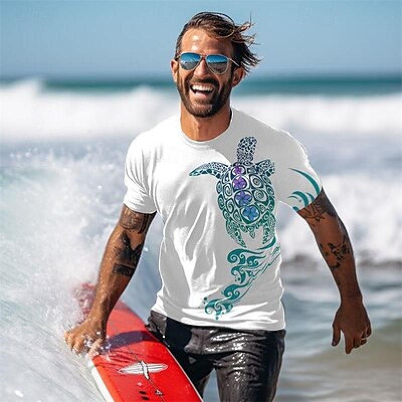 Bobby 2 Grafische Animal Turtle Heren Hawaiiaanse Resort Stijl 3D Print T-shirt T-shirt Sport Buiten Vakantie Vakantie T-shirt Korte Mouw S