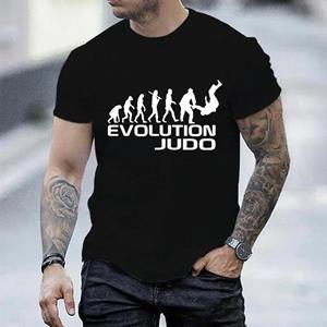 FT T Shirts Zomer T-shirts Evolutie van Judo T-shirt Grappige Volwassen Mannen T-shirts O-hals Korte Mouw T-shirts Judo Grafische T-shirts Tops S zwart