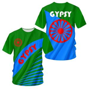 Xuhaijian02 Gypsy Flag Grafische T-shirts Vintage Romani 3D Geprint T-shirt Voor Heren Kleding Jongen Sport Jersey Streetwear Kind Tee Korte Mouw M