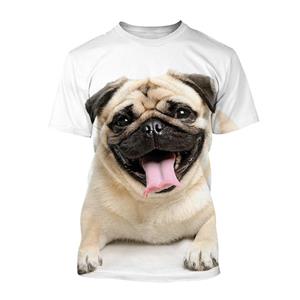 Xuhaijian02 Nieuwe schattige huisdier hond grappige mopshond 3D bedrukt T-shirt heren dames kinderen korte mouw ademend lichtgewicht zomer sport cool top 100
