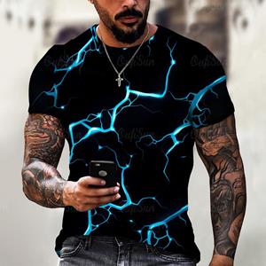 The second face a man Zomer Nieuw Heren T-shirt Casual Bliksem Cool 3D Digitaal Bedrukt T-shirts voor Heren Korte Mouw T-shirt Oversized Herenkleding 2XL wit