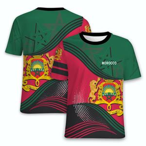 ETST WENDY 005 Marokko Vlag Nationaal Embleem 3D Print T-shirt Heren O-hals Korte Mouw T-shirts Oversized Zomer Streetwear Kinderen Casual T-shirts Tops 2XL