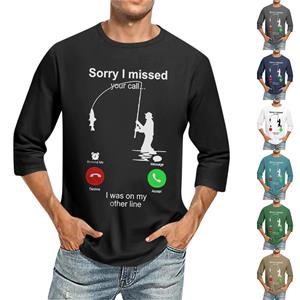 Jiangnan A Heren Ronde Hals Driekwart Mouw Top Casual Mode T-shirt S