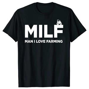 FT T Shirts Grappige MILF Man Ik hou van boeren T-shirts Boeren T-shirts Ronde hals Korte mouwen Modekleding Casual Basic T-shirts S zwart