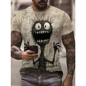 HerSight Monster T-shirt met korte mouwen en ronde hals voor heren - opvallend grafisch nieuw ontwerp voor heren zomer- en outdoorstijl tops XL
