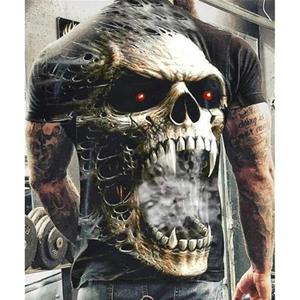 The second face a man Schedels T-shirts voor heren 3D-geprint ontwerp Korte mouwen tops T-shirt Mode Vintage Schedel Streetwear Oversized tops Herenkleding XL donkergrijze kleur