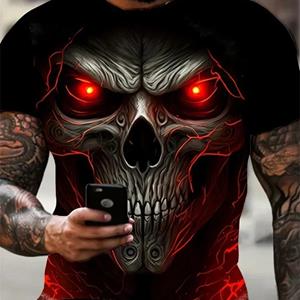 Bobby 2 Horror Skull Print Heren T-shirt Vintage Streetwear O-hals Korte Mouw Oversized Mode Zomer Heren T-shirt S