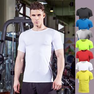 YOUNAXIN Heren Sport T-shirts Korte mouwen Fitness Sportkleding Droog Snel Ademend Kleding Workout Hardloopshirts S wit