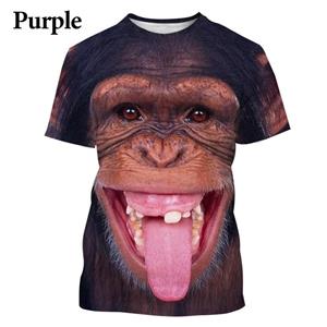 Laoxu Stijlvol casual Orang-oetan aap T-shirt 3D geprinte leuke Hiphop Grappig T-shirt Dierlijke persoonlijkheid Hiphop casual sport T-shirt S wit