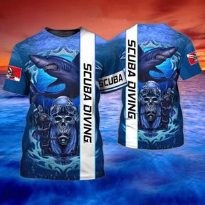 Laoxu Ocean Explore SCUBA Duik Trainingspakken Mode 3D Duik Grafische T-shirt Voor Heren Extreme Sport Korte Mouw Unisex Tops T-shirts S wit
