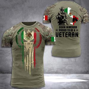 Xin nan zhuang Mexicaanse 3D-print T-shirt Heren México-vlag Tops Mode Veteran Korte mouw O-hals T-shirt Grafische camouflage T-shirt 6XL