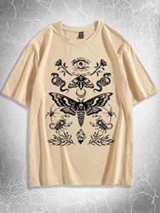 ETST 07 ROMWE Goth Heren Katoenen Motten- & Slangenprint T-shirt S