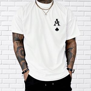 Happy Show Nieuwe zomer herenmode T-shirt Personality Poker Aces bedrukt heren T-shirt Top XS zwart