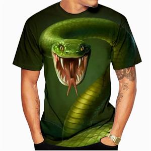 Bobby 2 Dierlijke slang O-hals T-shirt Casual top 3D-printen Heren korte mouwen Trend Persoonlijkheid Ademend Streetwear Oversized T-shirt S