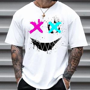 ETST 07 2024 Zomer Heren Nieuwe Mode Smiley Digitaal Bedrukt T-shirt met Korte Mouwen Losse Casual Dagelijkse Persoonlijkheid Straat Hip-Hop Tops S