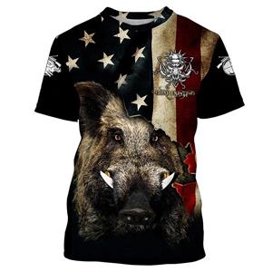 ETST 05 2024 Heren Jacht Dier Wild Boar 3D T-shirt Zomer Vrijetijds T-shirt Mode Heren Korte mouw Kleding S-5XL S
