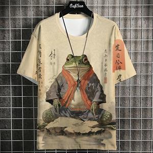 Wendy 3 Japanse stijl heren T-shirt Ukiyo-e schilderij dier bedrukte T-shirts Casual losse korte mouwen T-shirts Oversized herenkleding Tops S
