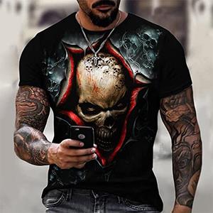 Laoxu Heren T-shirt Halloween Kleding Schedel Grafisch Horror 3D Print Zomer Tops Korte Mouw Mode Casual Oversized T-shirt Straat S wit