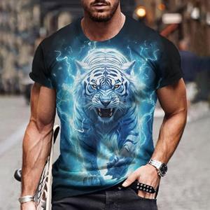 ETST 007 Dieren T-shirts voor heren Tijger 3D-print Korte mouw T-shirt Mode Streetwear Zomer Ronde hals Trui Casual Oversized Kleding S
