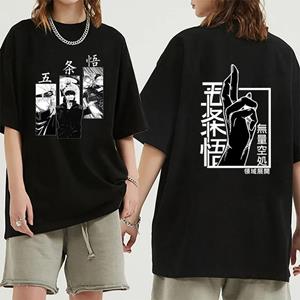 New Young Zomer Japanse Anime Jujutsu Kaisen T-shirt Manga Ryomen Sukuna Korte Mouw T-shirts Oversized Katoen Casual T-shirt Mannen S zwart