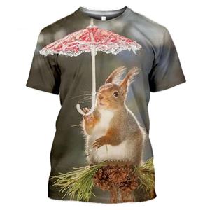 ETST 05 Heren Zomer Schattig Leuk Dier Eekhoorn Figuur 3d Geprint T-shirt Casual Persoonlijkheid Comfortabel Plus Maat O Hals Korte Mouw S
