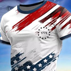Wendy 3 Amerikaanse vlag Street Style Heren 3D Print T-shirt Tee Street Amerikaanse Onafhankelijkheidsdag T-shirt ronde hals Korte mouw Zomer S