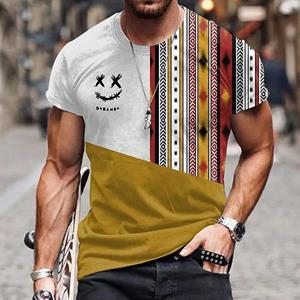 Subilier Vintage heren T-shirt 3d etnische print korte mouw mode T-shirt voor heren zomer casual o-hals tops heren oversized kleding XS