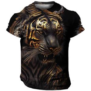 Subilier Oversized heren T-Shirt 3D Tijgerprint Tees Tops Zomer Casual Heren Dier Patroon T-shirt Streetwear Sneldrogende mode Kleding XL