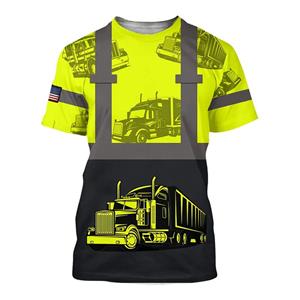 Subilier Truck Driver Cargo Heren T-shirt Voor Heren Zomer 3D Print Korte Mouw T-shirt Dameskleding Oversized Camiseta Werk Streetwear 150 (11T-12T)