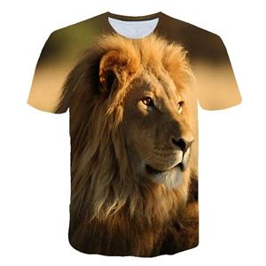 ETST 05 Zomer Heren Animal Lion Cheetah Grafische Mode 3d Geprint Alledaagse O Kraag Korte Mouw Baggy Straat Harajuku Vintage Top S