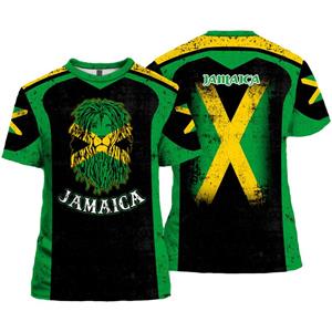 ETST WENDY 005 Jamaicaanse vlag leeuw embleem grafische T-shirt voor herenkleding 3D Jamaicaanse trots bedrukte T-shirt tops T-shirts mode korte mouwen S