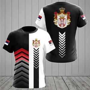 ETST WENDY 005 SERVIË Nationaal embleem Vlag 3D-print Grafische T-shirts voor herenkleding Nieuwe mode O-hals korte mouwen tops Homme Streetwear 4XL S