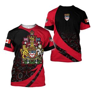 Bobby 2 Canadese vlag Nationaal embleem Gedrukt esdoornbladpatroon Harajuku Heren Damesmode Straat Ronde hals T-shirt met korte mouwen S