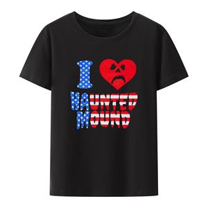 ETST 011 Sematary I Love Haunted Mound Populaire Trend Hartvormig T-shirt Heren Korte Mouw Grafische T-shirts Halloween Casual Shirt Tops S
