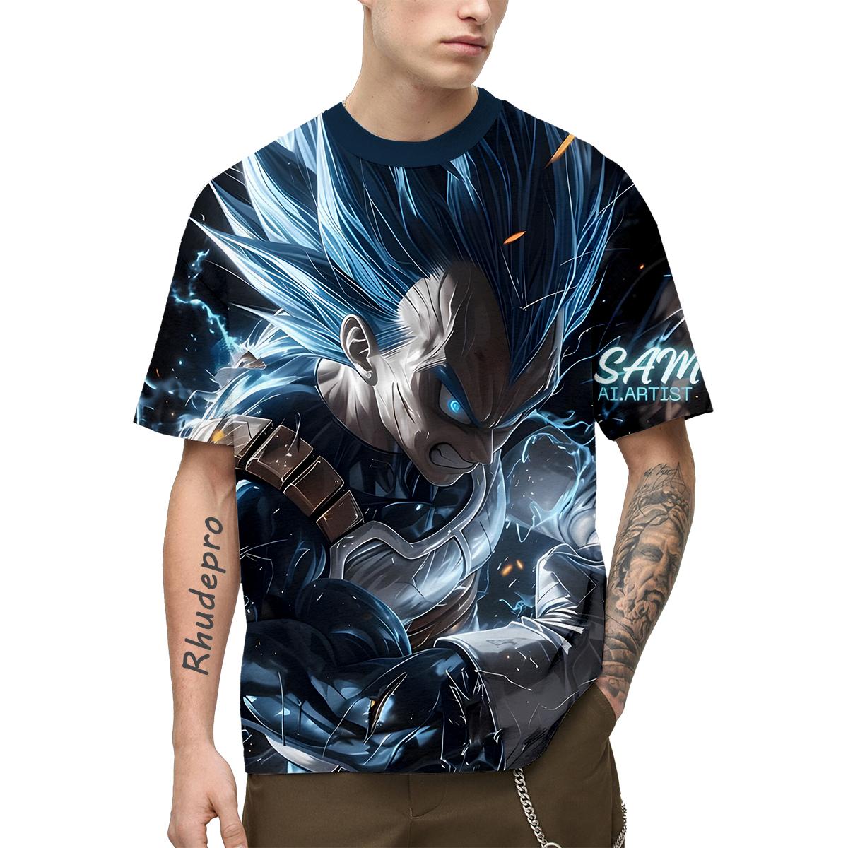 ETST 011 2024 Zomer Heren Nieuwe Hot Anime Goku Vegeta All Over Print Cosplay Heren Straat T-shirts Unisex Top Korte Mouw 3XL