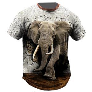 ETST 03 Heren T-shirt T-shirt Grafisch Dier Olifant Ronde Hals Kleding Kleding 3D Print Buiten Dagelijks Sport Korte Mouw Print Vintage Mode S