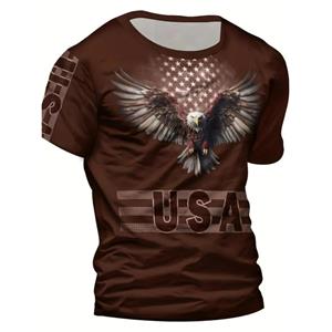 HerSight Heren 3D Eagle Graphic T-shirt - Vetgedrukte letterprint, Casual Comfort Fit, Korte mouw Zomer T-shirt - Perfect voor buitenactiviteiten S
