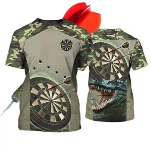 ETST 05 Darts Roulette T-shirt Heren Bar Club Sport Feest Competitief Spellen Ronde Hals Korte Mouw Snel Droog Grote Maat 3D Fashion Top S