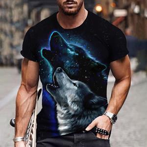 Etst 003 Wolf T-shirt voor heren Animal Print Korte mouw Top 3D Casual Street Man's T-shirt Oversized T-shirt Heren Vintage Kleding S