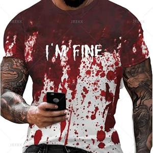 Bobby3 Harajuku 3D-print Horror Bloederig T-shirt voor heren Kind Cool Streetwear Korte mouw Mode Unisex T-shirts Kleding T-shirts L